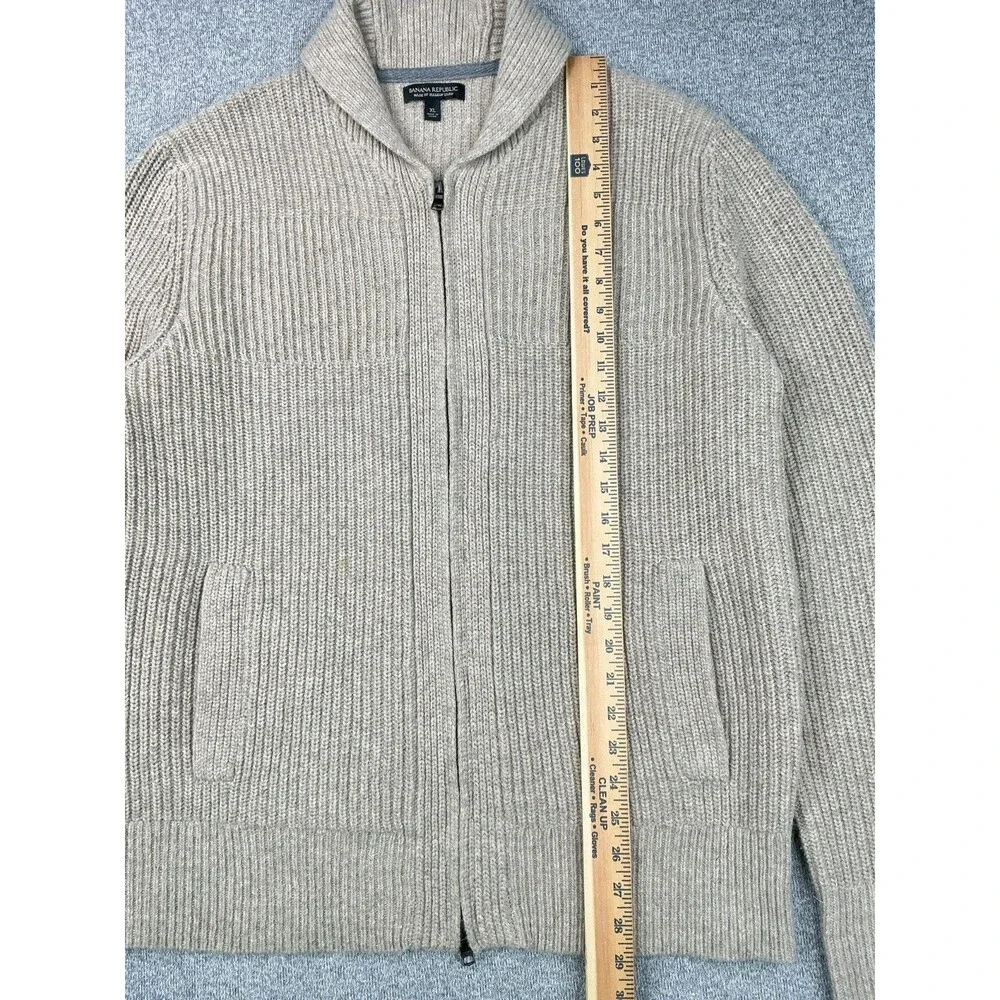 Banana Republic Italian Merino Full Zip Shawl Collar Cardigan Sweater XL Beige